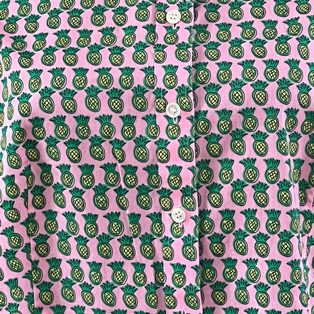 Talbots Pink and Green Pineapple Blouse - Picture 4 of 8